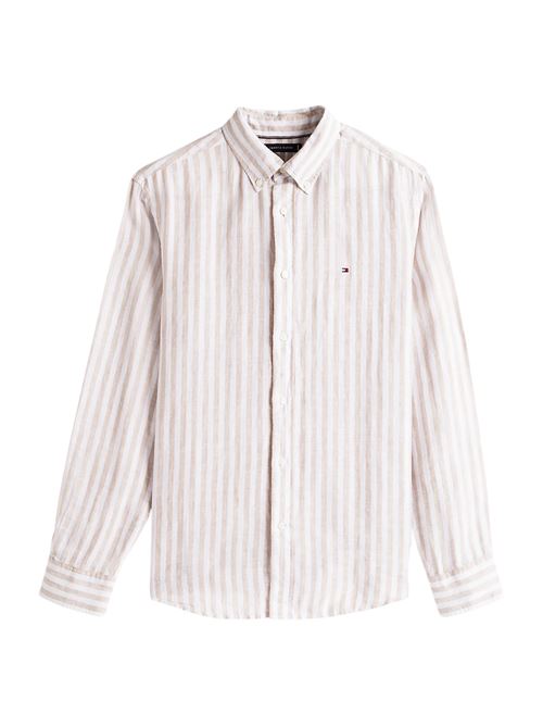 Camicia uomo beige/bianca in lino Tommy Hilfiger | MW0MW385810AA